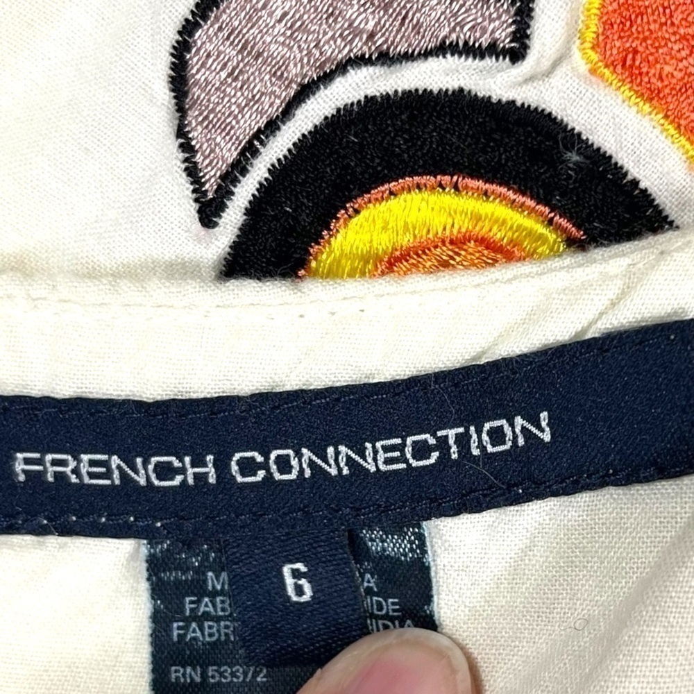 French Connection Cream Mini Dress with Vibrant Embroidery - Picture 5 of 12